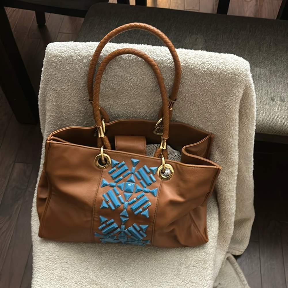 Like New, Iman Global Chich Aztec printed handbag-$50